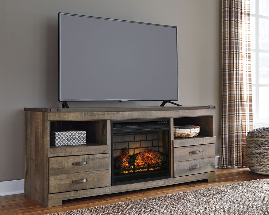 Trinell - Brown - 63" TV Stand With Glass/Stone Fireplace Insert - Tallahassee Discount Furniture (FL)