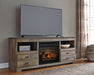 Trinell - Brown - 63" TV Stand With Glass/Stone Fireplace Insert - Tallahassee Discount Furniture (FL)
