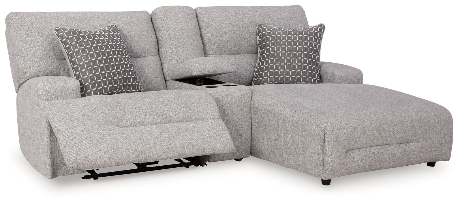 Acklen Place - 4 Pc. - 3-Piece Power Reclining Sectional Sofa With Raf Chaise, Wide Seat Power Recliner - Pewter - Tallahassee Discount Furniture (FL)