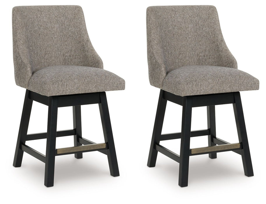 Neymorton - Dark Grayish Brown - Upholstered Swivel Barstool (Set of 2) - Tallahassee Discount Furniture (FL)