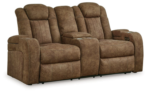 Wolfridge - Brindle - Power Reclining Loveseat With Console /Adj Hdrst - Tallahassee Discount Furniture (FL)