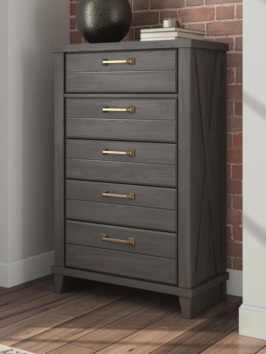 Vonitta Bay - Five Drawer Chest - Dark Brown - Tallahassee Discount Furniture (FL)