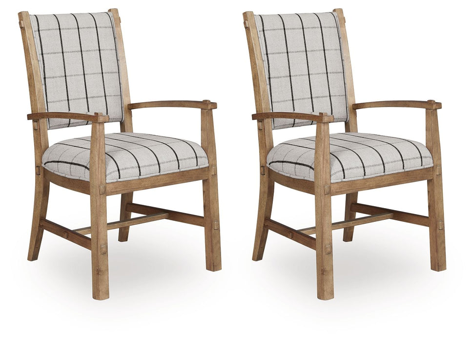 Ridgester - Dining Upholstered Arm Chair (Set of 2) - Light Brown - Tallahassee Discount Furniture (FL)