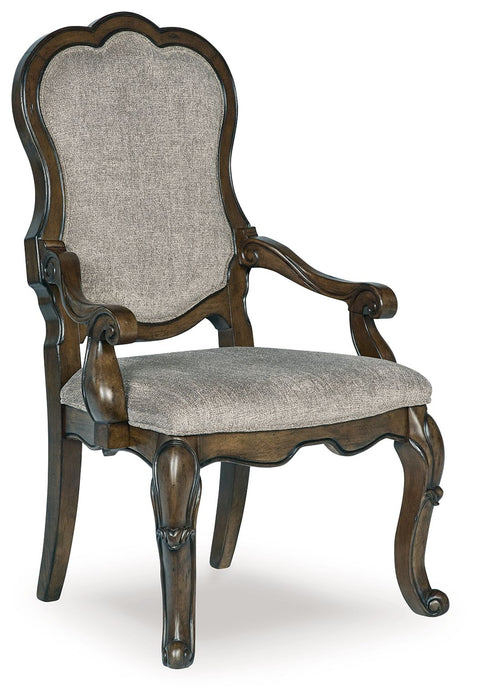 Maylee - Dark Brown - Dining Upholstered Arm Chair (Set of 2) - Tallahassee Discount Furniture (FL)