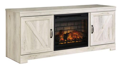 Bellaby - 63" TV Stand With Faux Firebrick Fireplace Insert - Whitewash - Tallahassee Discount Furniture (FL)