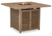 Walton Bridge - 5 Pc. - Square Bar Table W/Fire Pit, 4 Barstools - Driftwood - Tallahassee Discount Furniture (FL)