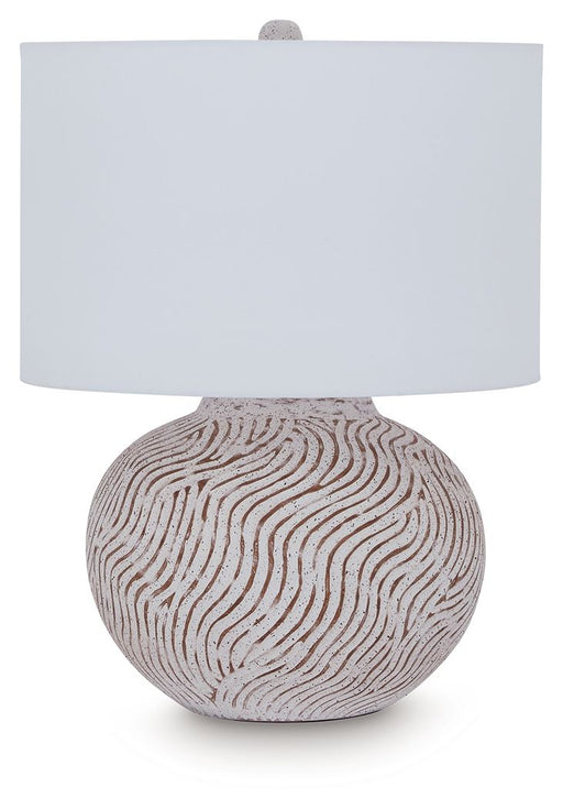 Vien - Terracotta Table Lamp - Distressed White - Tallahassee Discount Furniture (FL)