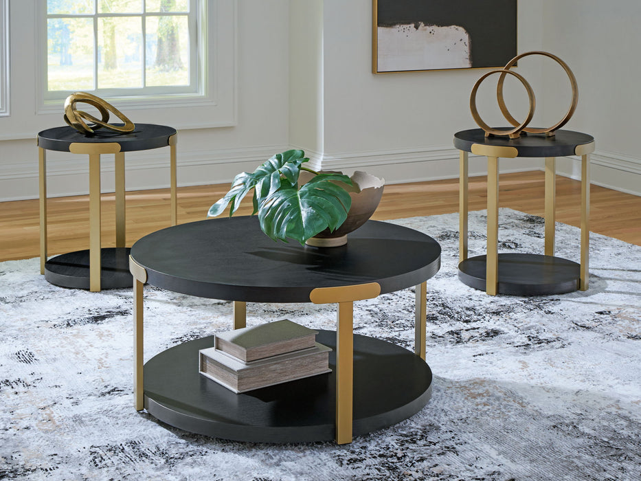 Shylore - Black / Brass Finish - Occasional Table Set (Set of 3) - Tallahassee Discount Furniture (FL)