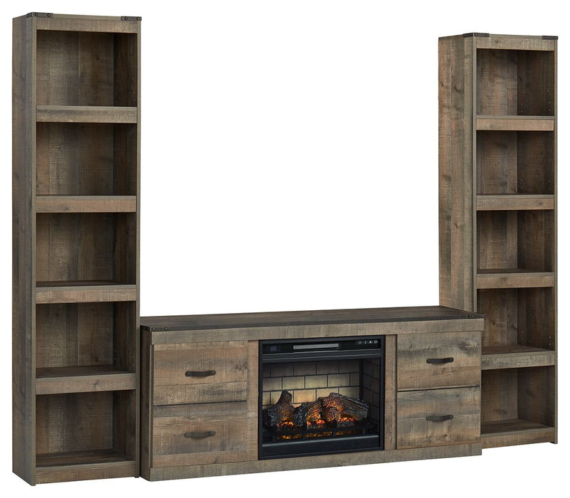 Trinell - Brown - 3-Piece Entertainment Center With Electric Fireplace - Tallahassee Discount Furniture (FL)