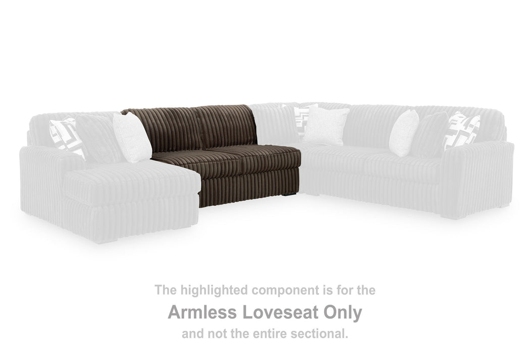 Midnight-Madness - Chocolate - Armless Loveseat - Tallahassee Discount Furniture (FL)