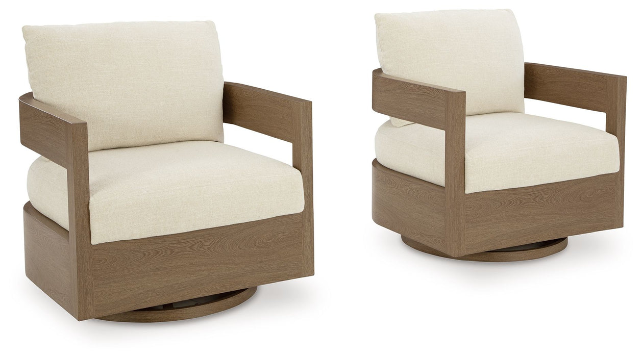 Serene Bay - Dark Brown / White - Swivel Glider Chair With Cushion - Tallahassee Discount Furniture (FL)