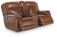 Healy Pier - Chocolate - Power Reclining Loveseat With Console / Adj Headrest - Tallahassee Discount Furniture (FL)