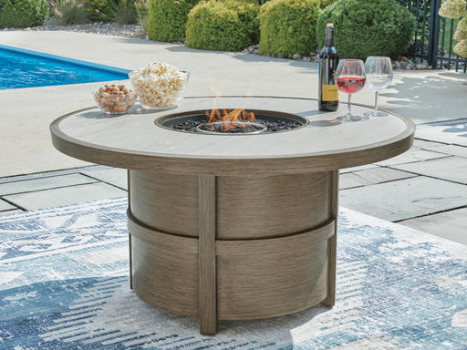 Rainier Ranch - Round Fire Pit Table - Beige - Tallahassee Discount Furniture (FL)