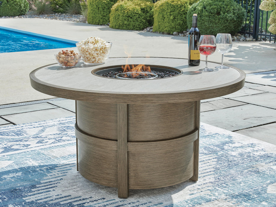 Rainier Ranch - Round Fire Pit Table - Beige - Tallahassee Discount Furniture (FL)