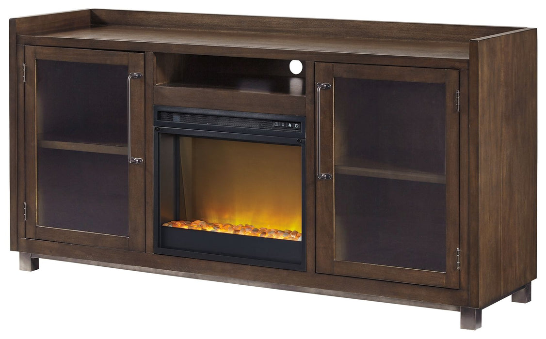 Starmore - 70" TV Stand With Glass/Stone Fireplace Insert - Brown - Tallahassee Discount Furniture (FL)