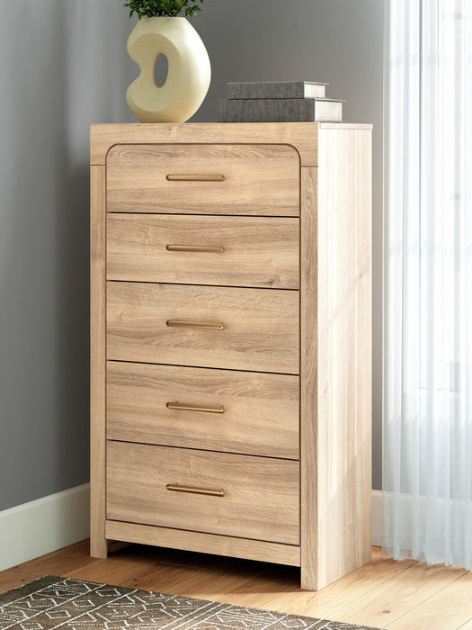 Kinlanni - Five Drawer Chest - Tan - Tallahassee Discount Furniture (FL)