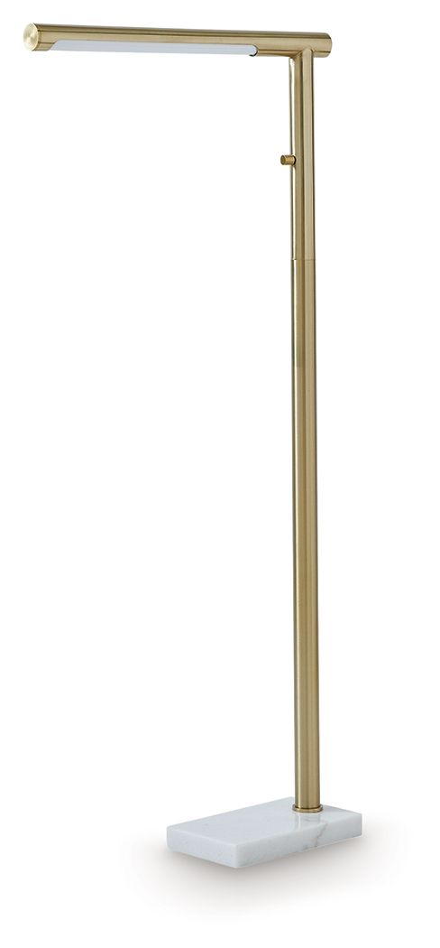 Santiford - Metal Floor Lamp - Gold Finish / White - Tallahassee Discount Furniture (FL)