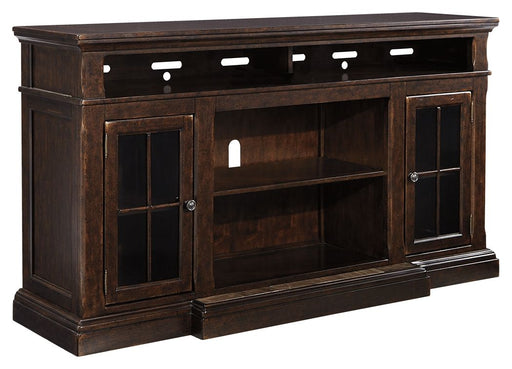 Roddinton - Dark Brown - XL TV Stand w/Fireplace Option - Tallahassee Discount Furniture (FL)