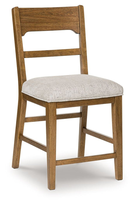 Cabalynn - Oatmeal / Light Brown - Upholstered Barstool (Set of 2) - Tallahassee Discount Furniture (FL)