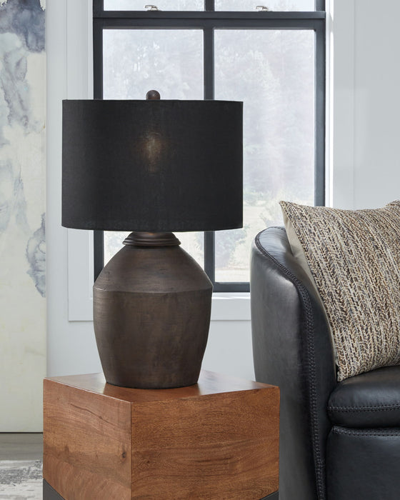 Naareman - Metallic Black - Terracotta Table Lamp - Tallahassee Discount Furniture (FL)