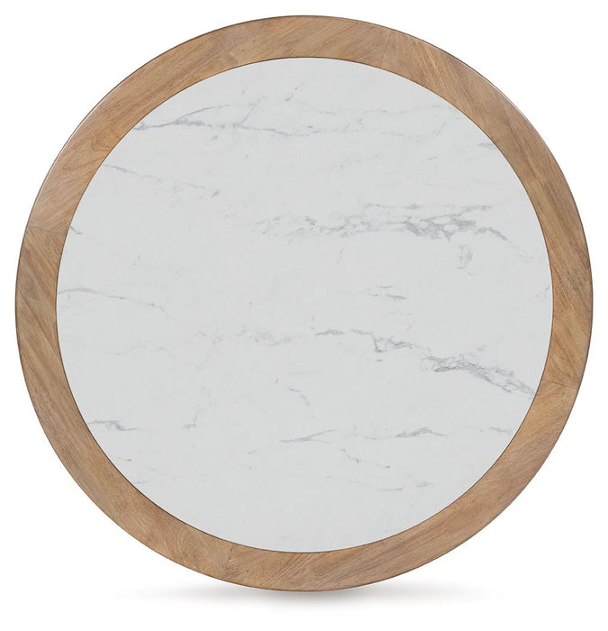 Camdill - Round Cocktail Table - Light Brown / White - Tallahassee Discount Furniture (FL)