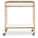 Plattfield - Antique Gold Finish - Bar Cart - Tallahassee Discount Furniture (FL)