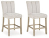 Larawyn - Upholstered Barstool (Set of 2) - Bisque - Tallahassee Discount Furniture (FL)