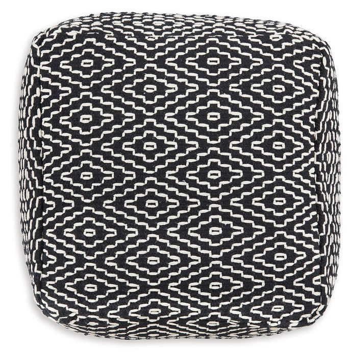 Jasett - Black / Ivory - Pouf - Tallahassee Discount Furniture (FL)