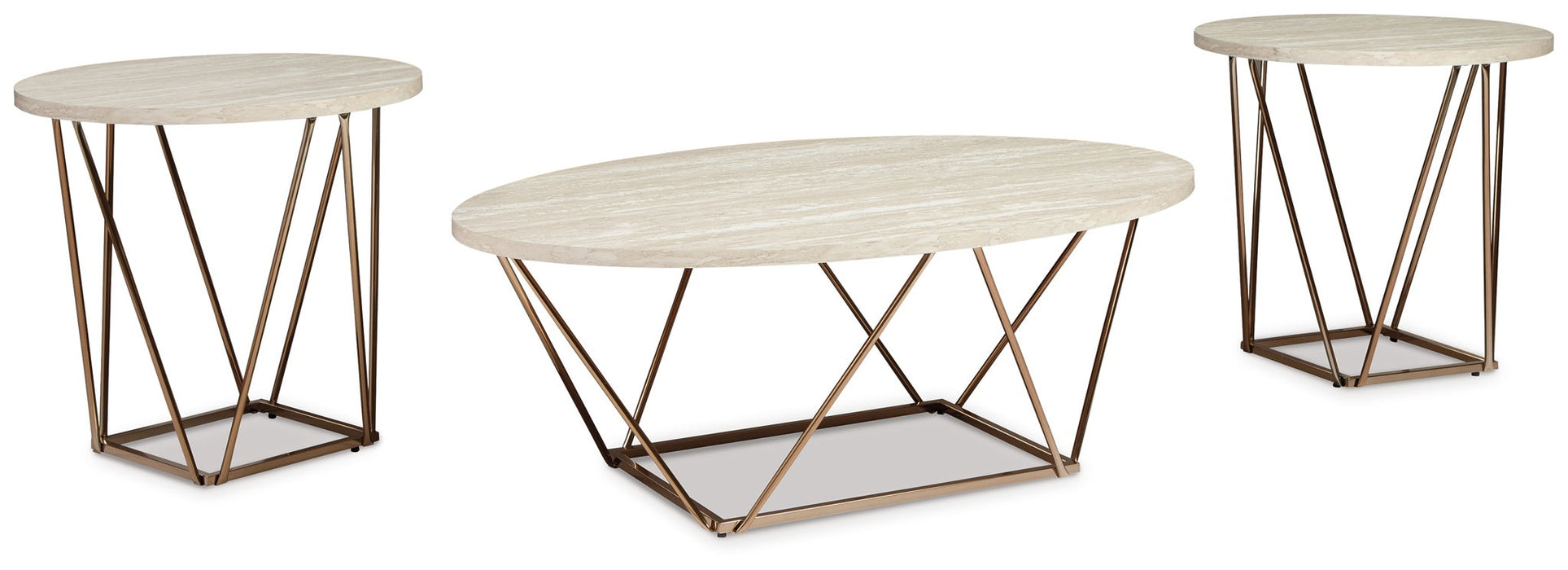 Tarica - White / Metallic - Occasional Table Set (Set of 3) - Tallahassee Discount Furniture (FL)