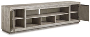 Naydell - XL TV Stand w/Fireplace Option - Gray - Tallahassee Discount Furniture (FL)