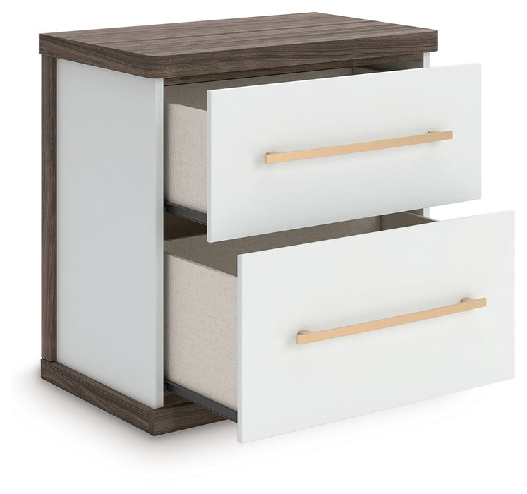 Kendanport - Brown / White - Two Drawer Night Stand - Tallahassee Discount Furniture (FL)