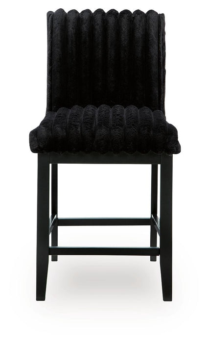 Mervannie - Upholstered Barstool (Set of 2) - Black - Tallahassee Discount Furniture (FL)