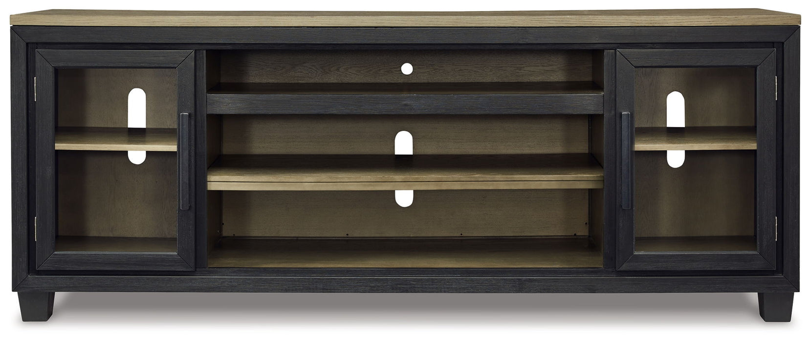 Foyland - Black / Brown - XL TV Stand w/Fireplace Option - Tallahassee Discount Furniture (FL)