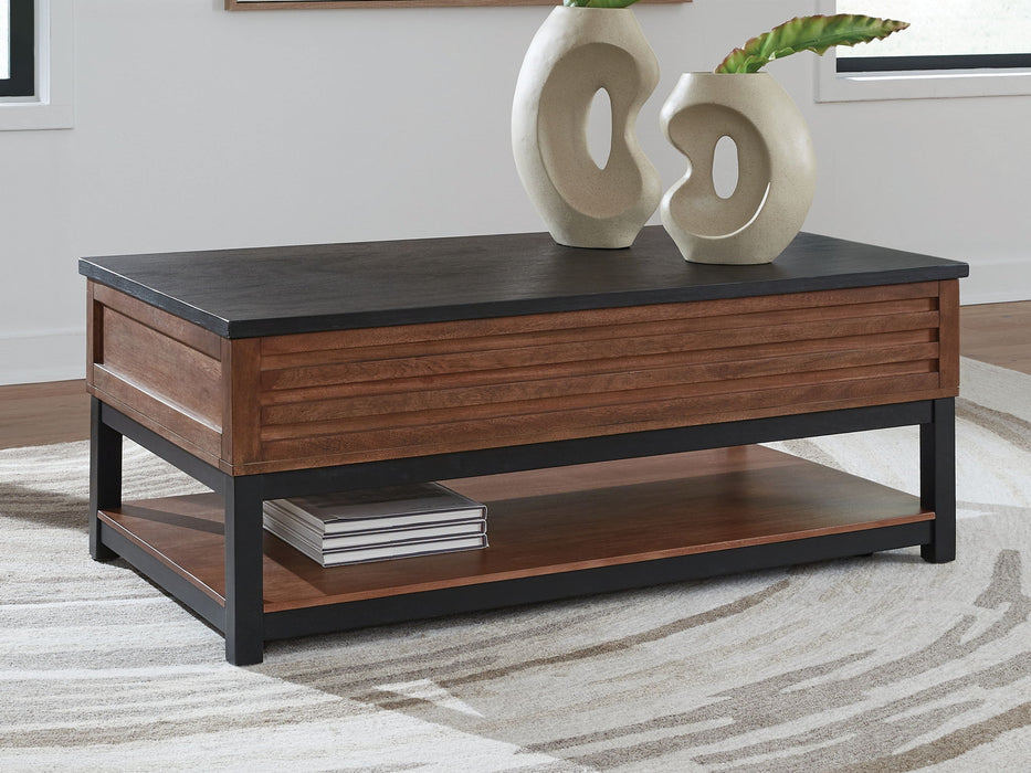 Kallari - Warm Brown / Black - Lift Top Cocktail Table - Tallahassee Discount Furniture (FL)