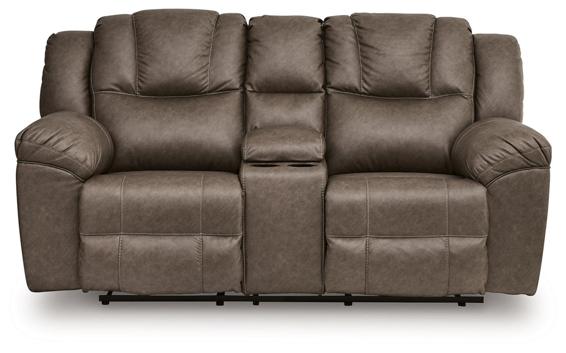 Lowilla - Double Reclining Loveseat With Console - Driftwood - Tallahassee Discount Furniture (FL)