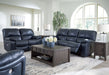 Leesworth - 3 Pc. - Power Reclining Sofa, Power Reclining Loveseat, Power Rocker Recliner - Ocean - Tallahassee Discount Furniture (FL)