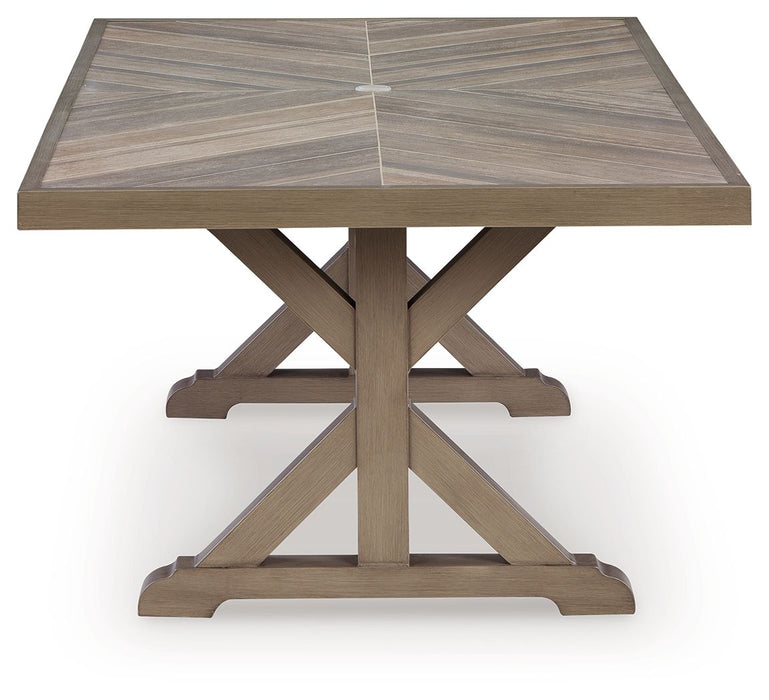 Laguna Heights - Rectangular Dining Table With Umbrella Option - Beige - Tallahassee Discount Furniture (FL)