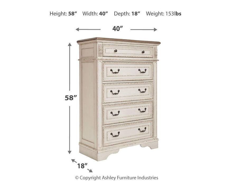 Realyn - Five Drawer Chest - White / Brown / Beige - Tallahassee Discount Furniture (FL)