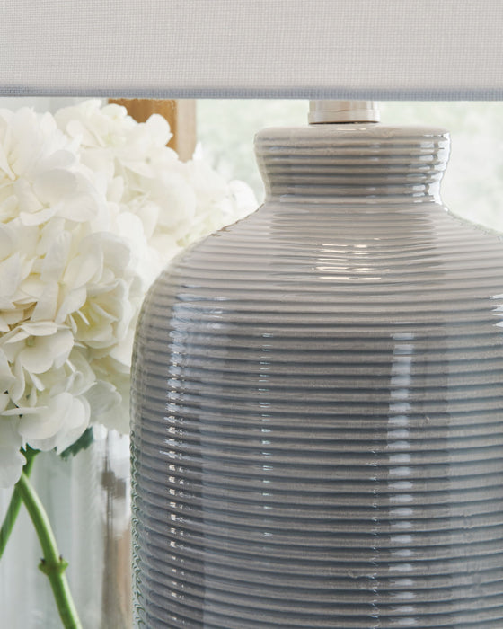 Wimlow - Ceramic Table Lamp - Gray Blue - Tallahassee Discount Furniture (FL)