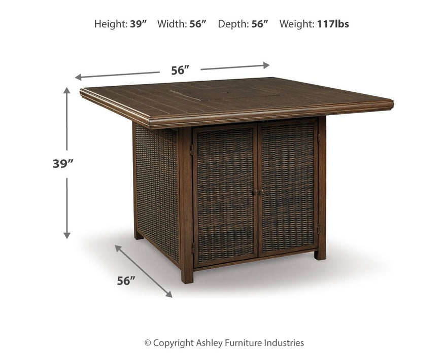 Paradise Trail - Square Bar Table w/Fire Pit - Medium Brown - Tallahassee Discount Furniture (FL)