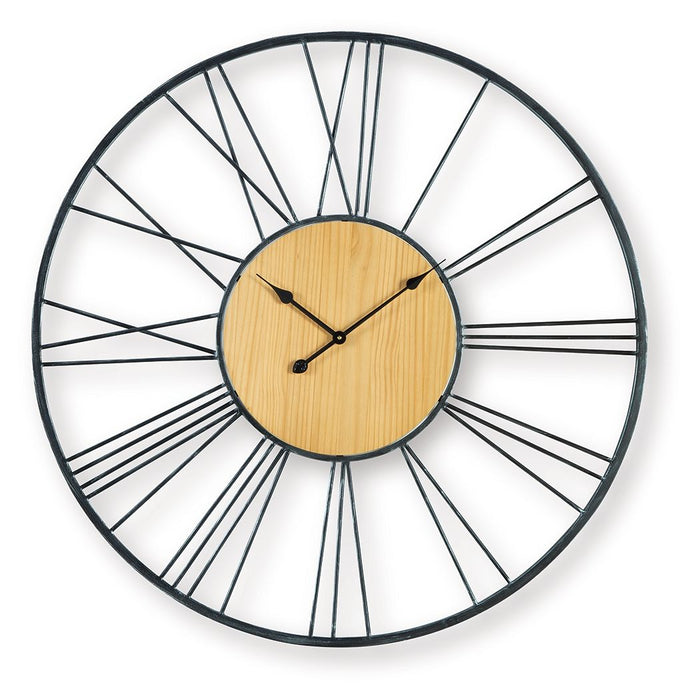 Brockett - Wall Clock - Black / Natural - Tallahassee Discount Furniture (FL)