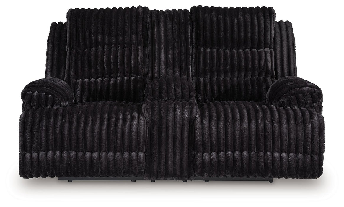 Rhine Falls - Onyx - Double Reclining Power Loveseat With Console - Tallahassee Discount Furniture (FL)