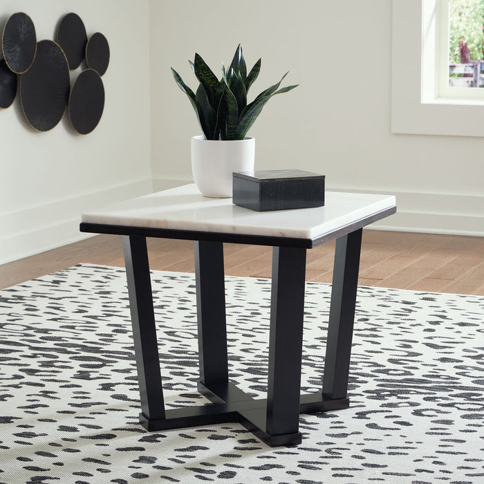 Fostead - White / Espresso - Square End Table - Tallahassee Discount Furniture (FL)