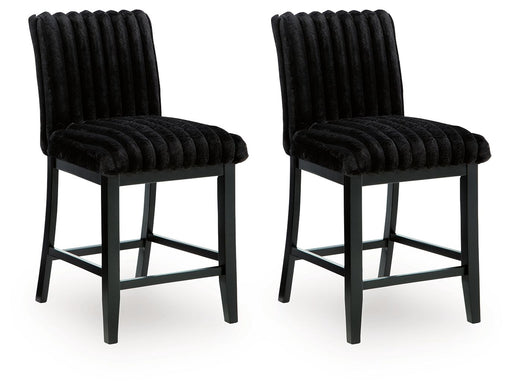 Mervannie - Upholstered Barstool (Set of 2) - Black - Tallahassee Discount Furniture (FL)