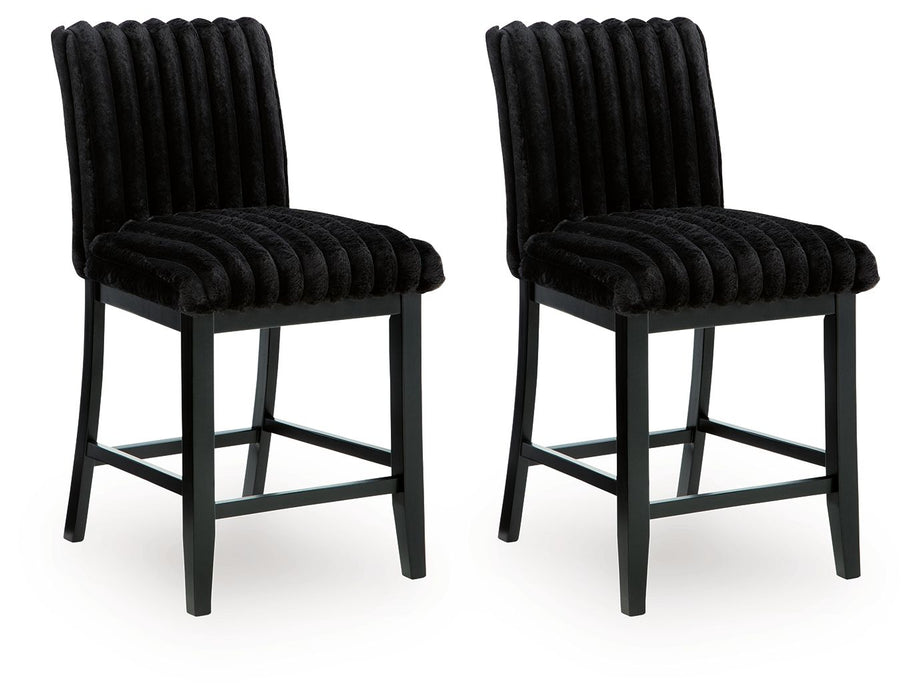 Mervannie - Upholstered Barstool (Set of 2) - Black - Tallahassee Discount Furniture (FL)