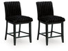 Mervannie - Upholstered Barstool (Set of 2) - Black - Tallahassee Discount Furniture (FL)