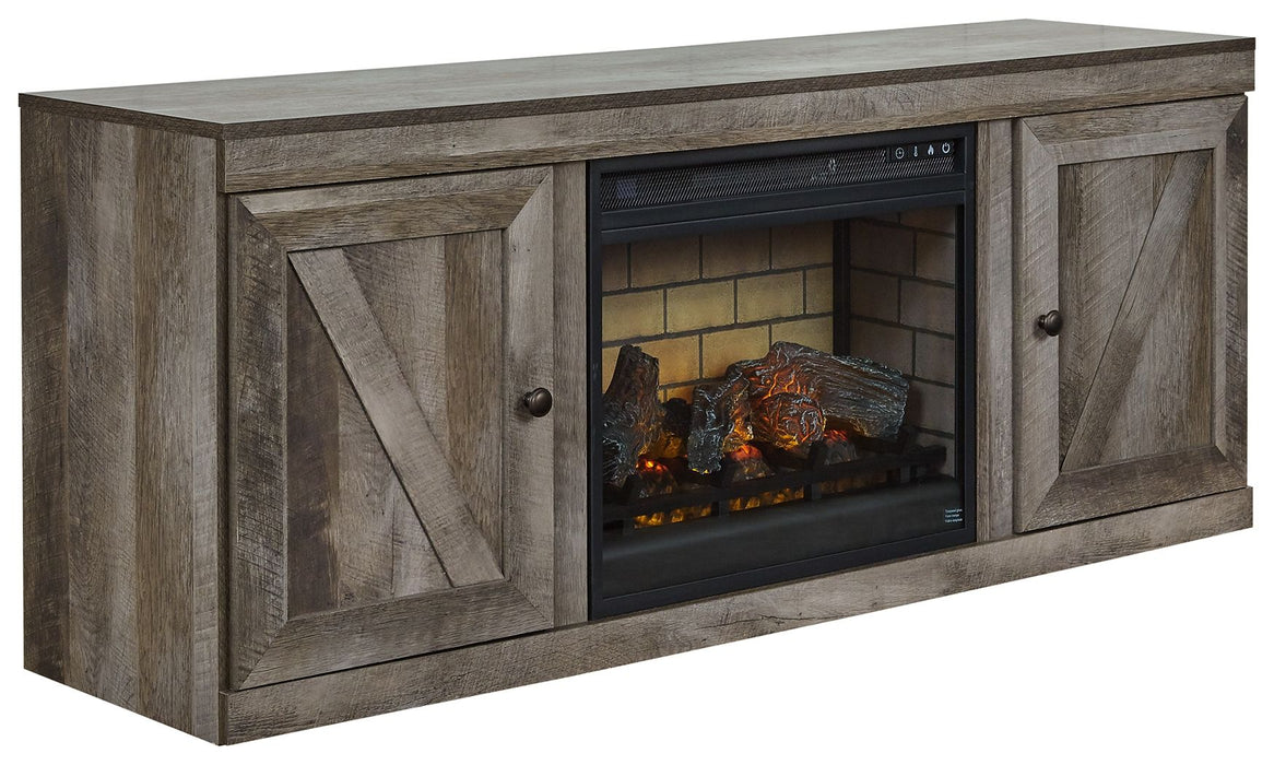 Wynnlow - TV Stand With Faux Firebrick Fireplace Insert - Gray - Tallahassee Discount Furniture (FL)