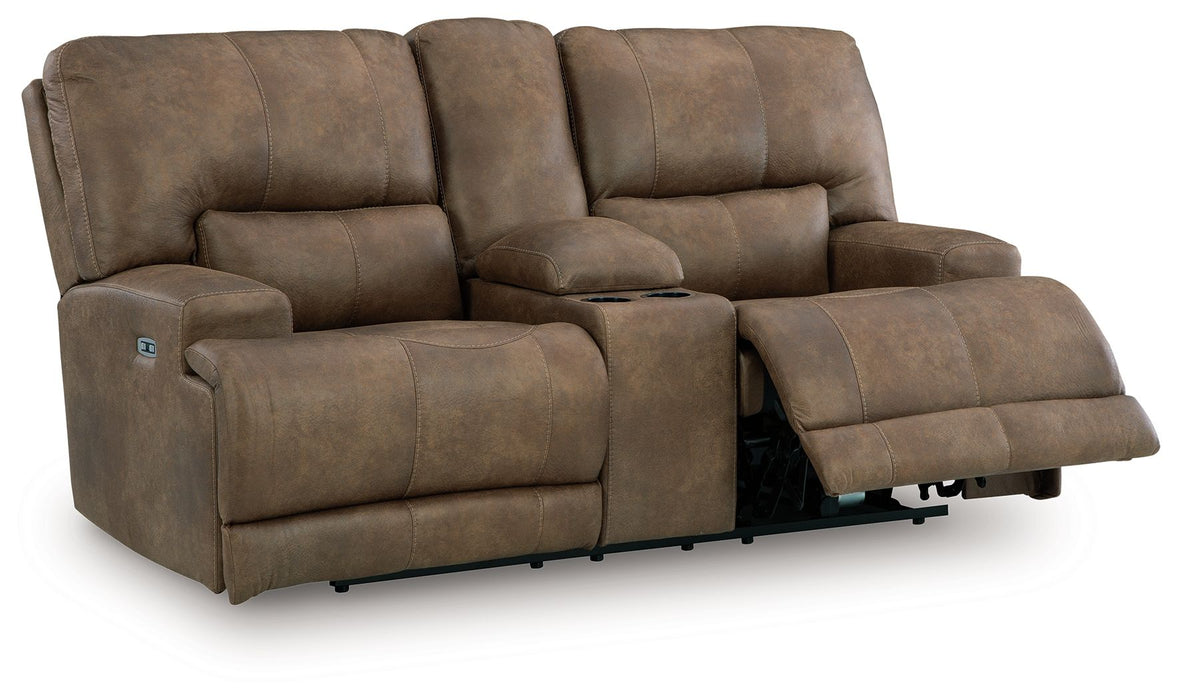 Beckley Place - Earth - Power Reclining Loveseat With Console / Adjustable Headrest - Tallahassee Discount Furniture (FL)