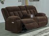 Free Wake - Double Relcining Power Loveseat With Console - Chocolate - Tallahassee Discount Furniture (FL)