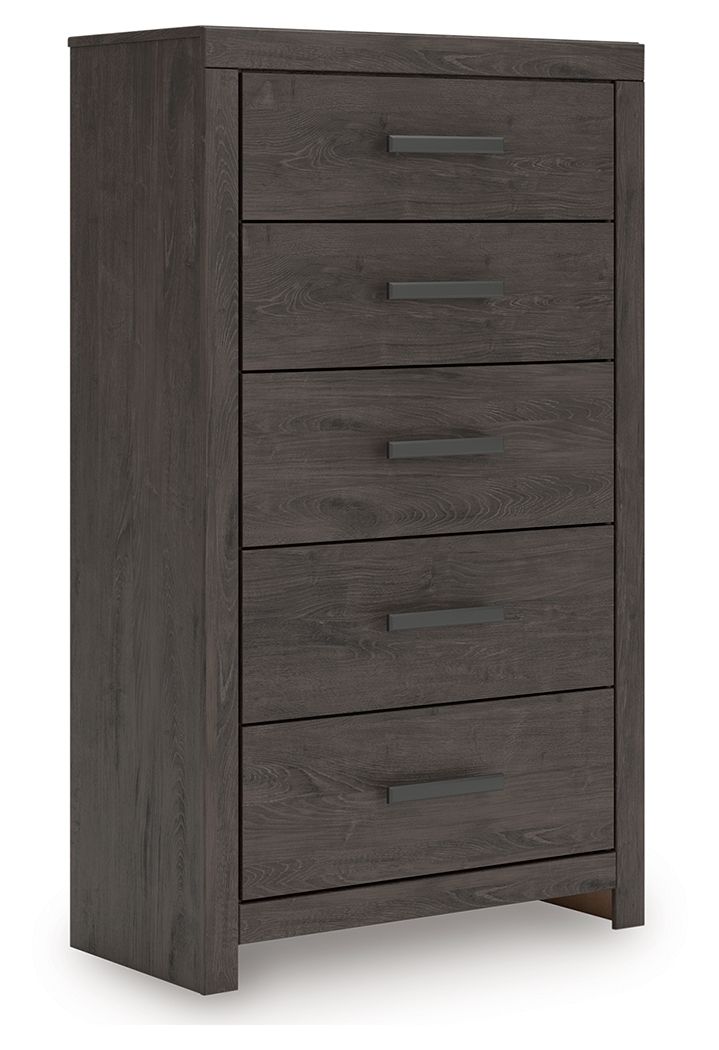 Prendonea - Five Drawer Chest - Charcoal — Tallahassee Discount